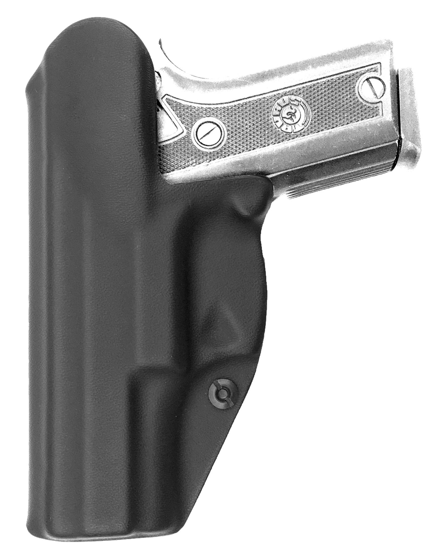 Coldre Kydex Cobra para Taurus PT938, porte interno (IWB), mao destro, cor preto, traseira.