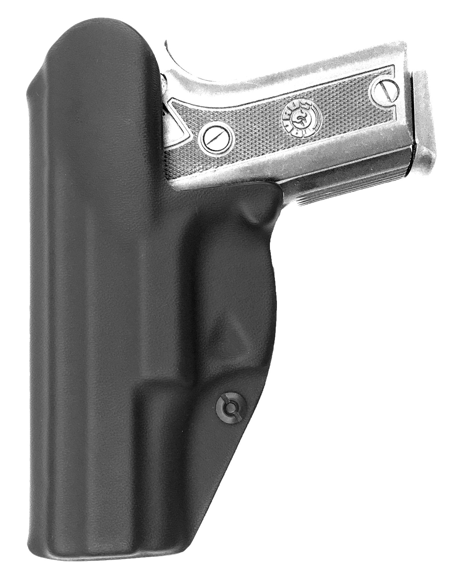 Coldre Kydex Cobra para Taurus PT938, porte interno (IWB), mao destro, cor preto, traseira.