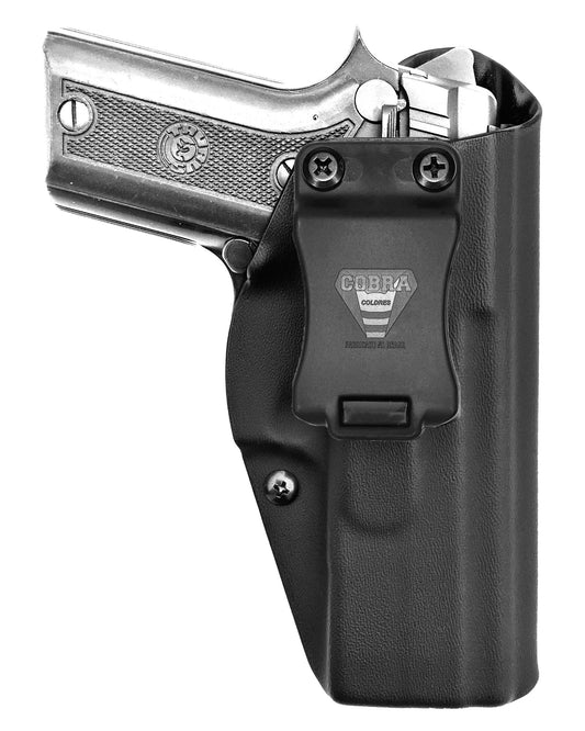 Coldre Kydex Cobra para Taurus PT940, porte interno (IWB), mao destro, cor preto, frente.