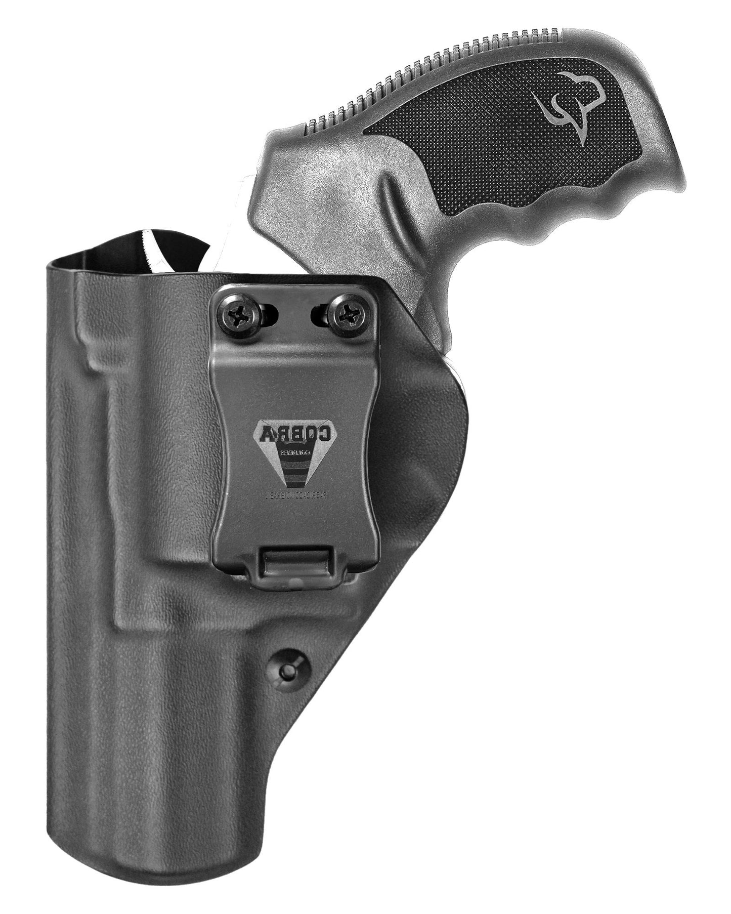 Coldre Kydex Cobra para Taurus RT692, porte interno (IWB), mao canhoto, cor preto, frente.