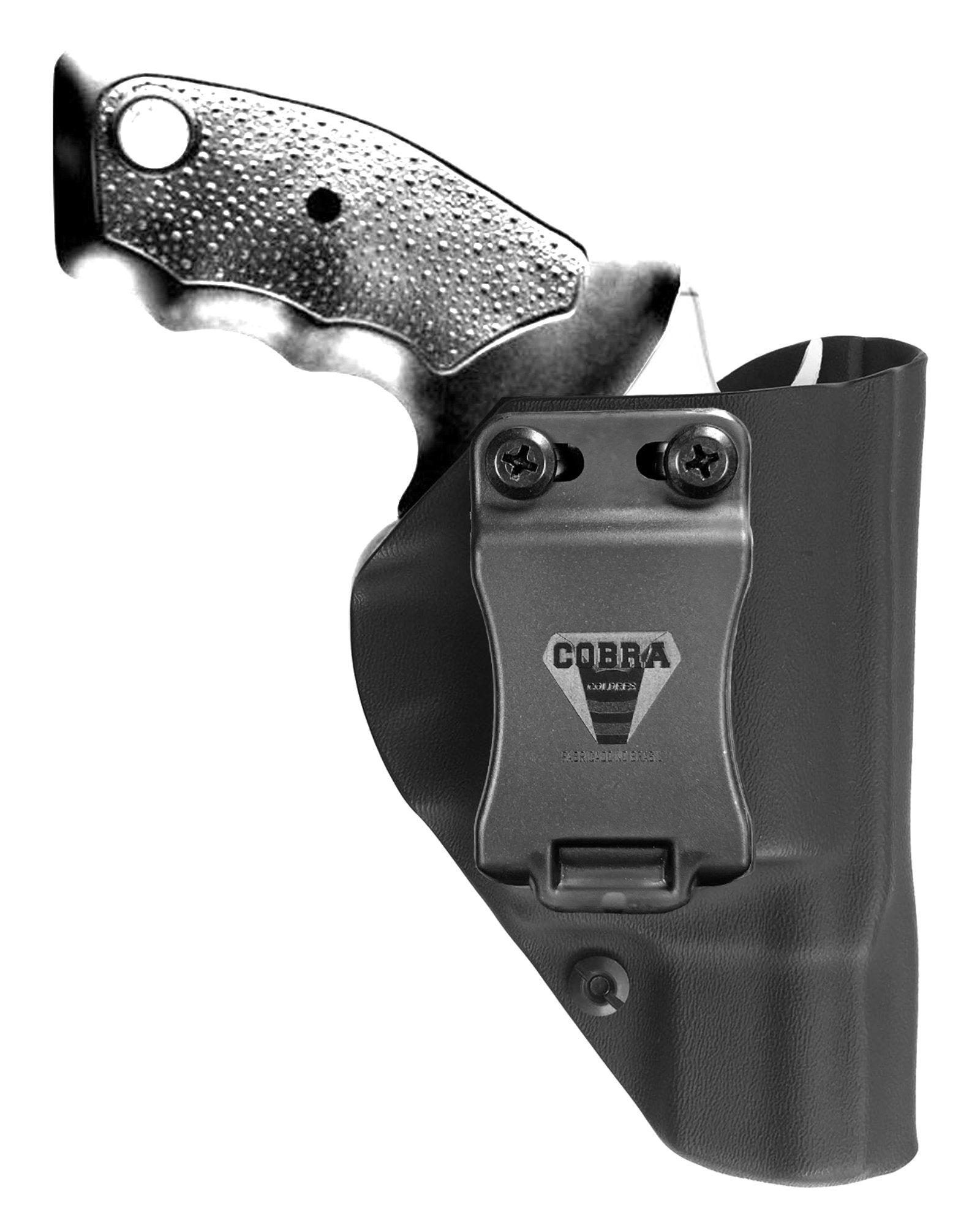 Coldre Kydex Cobra para Taurus RT817, porte interno (IWB), mao destro, cor preto, frente.