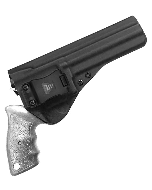Coldre Kydex Cobra para Taurus RT838 6.5, porte interno (IWB), mao destro, cor preto, frente.
