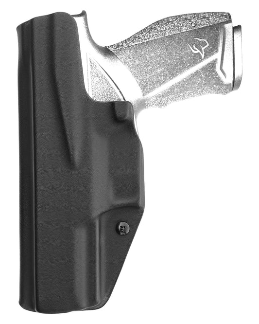 Coldre Kydex Cobra para Taurus TX9, porte interno (IWB), mao destro, cor preto, traseira.