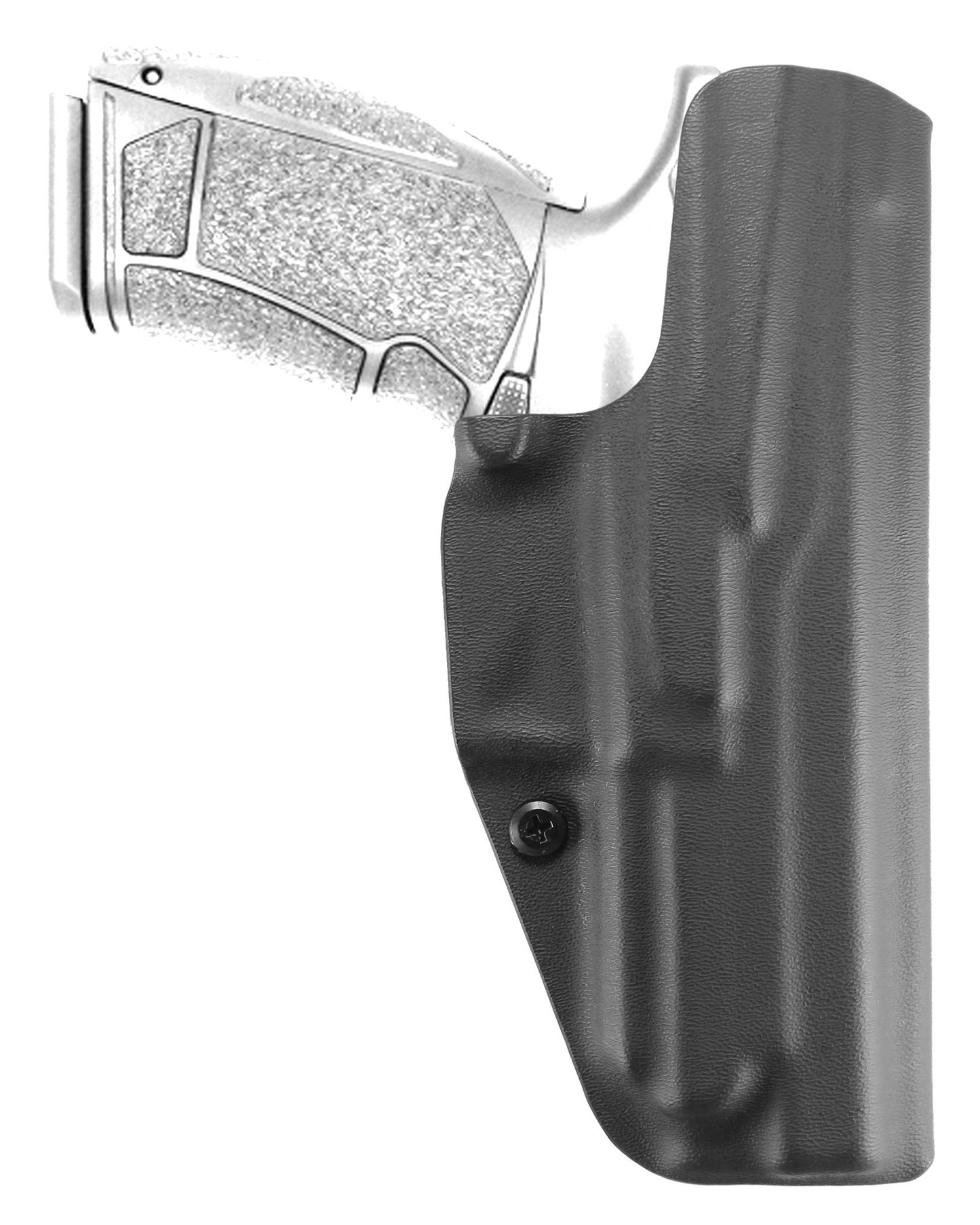 Coldre Kydex Cobra para P9L, porte interno (IWB), mao canhoto, cor preto, traseira.