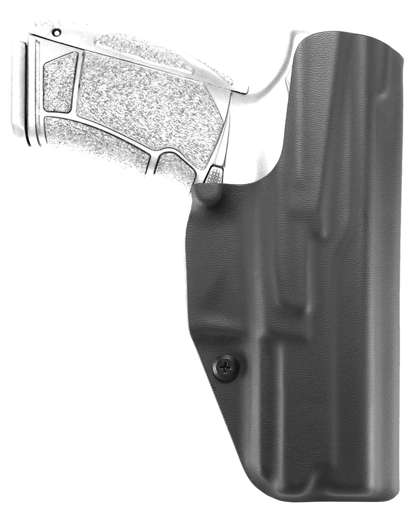 Coldre Kydex Cobra para PX9, porte interno (IWB), mao canhoto, cor preto, traseira.