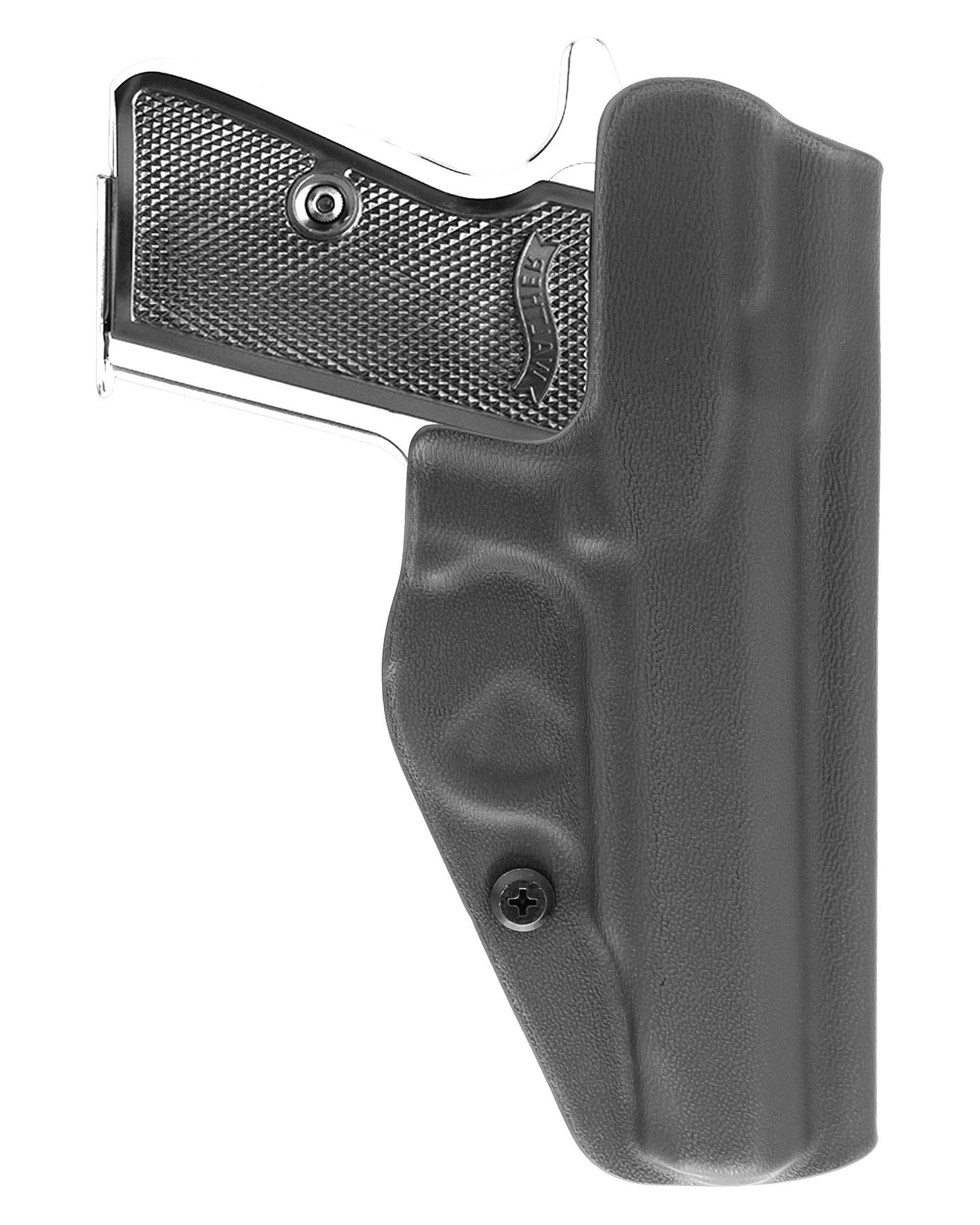 Coldre Kydex Cobra para Walther PP, porte interno (IWB), mao canhoto, cor preto, traseira.